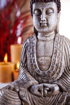 Buddha statue, vivid colors, natural tone