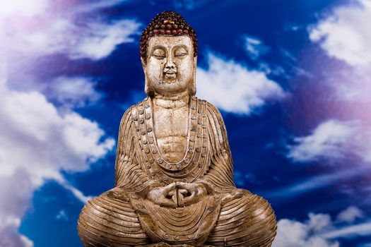 Buddha background, vivid colors, natural tone