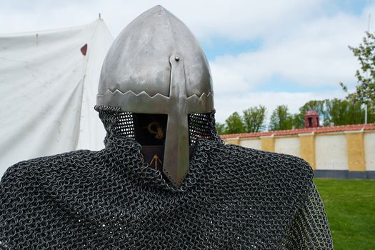 Medieval middle ages knight armour in close up detailed view                               