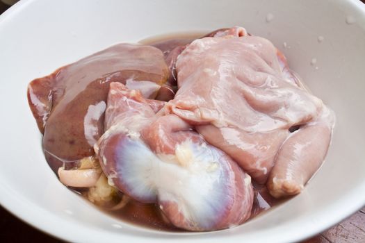 Chicken Hearts, Livers and Gizzards Stock Photo