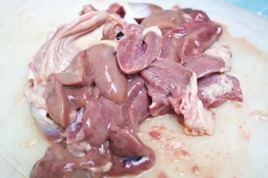 Chicken Hearts, Livers and Gizzards Stock Photo
