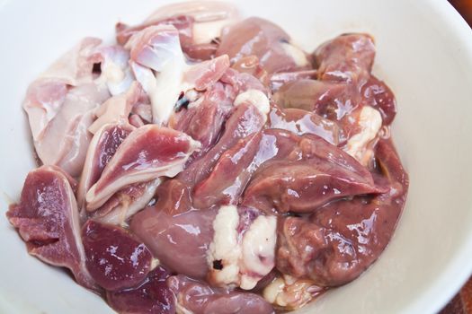 Chicken Hearts, Livers and Gizzards Stock Photo