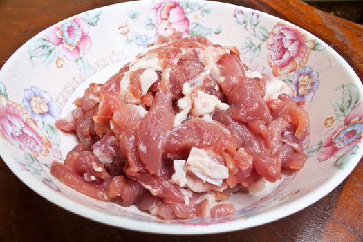 Sliced Pork Loin in the Plastics Bowl