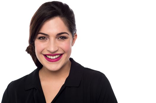 Image of a young pretty woman smiling at camera