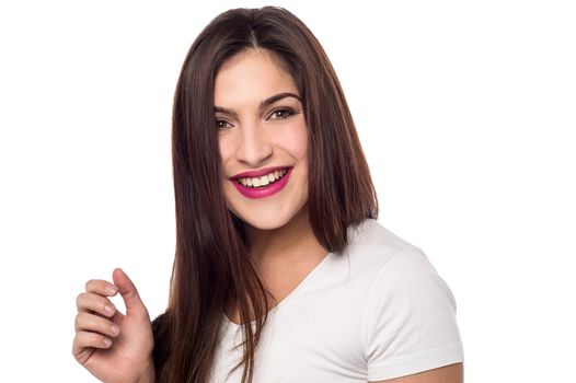 Close up of young woman  looking at camera