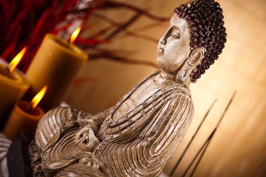 Buddha in Conceptual zen, vivid colors, natural tone