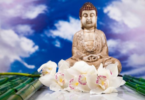 Buddha in Conceptual zen, vivid colors, natural tone