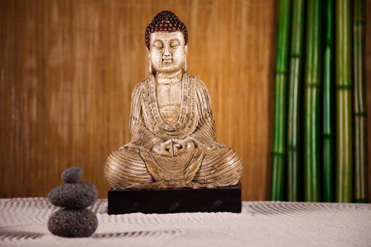 Buddha background, vivid colors, natural tone