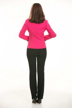 Young Asian women wearing a suit in front of a white background