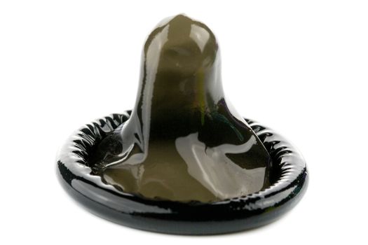 black condom on white background
