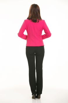 Young Asian women wearing a suit in front of a white background