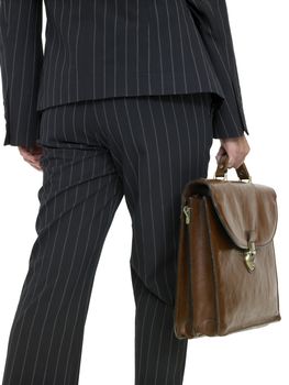 Business Woman with a briefcase, walking, rear view