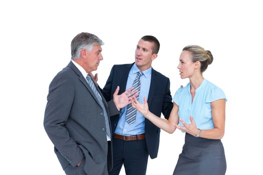 Business people having a disagreement on white background