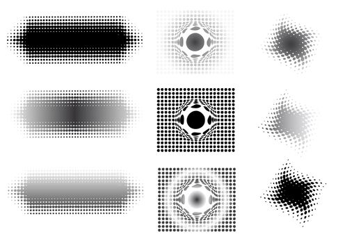 9 Circular graphic fade elements - Transparent vector can be overlaid on other backgrounds or graphic elements