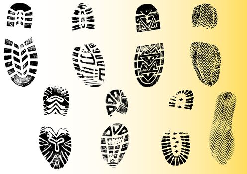 8 Shoeprints - Highly detailed transparent vectors so they can be overliad onto other graphic elements
