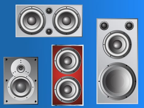 4 Pub and Disco style Loudspeakers in vector format