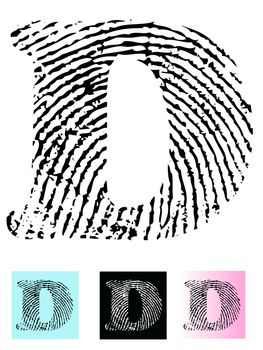 Fingerprint Alphabet Letter D (Highly detailed Letter - transparent so can be overlaid onto other graphics)
