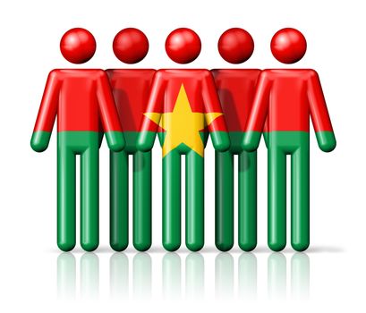 Flag of Burkina Faso on stick figure - national and social community symbol 3D icon