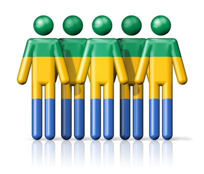 Flag of Gabon on stick figure - national and social community symbol 3D icon
