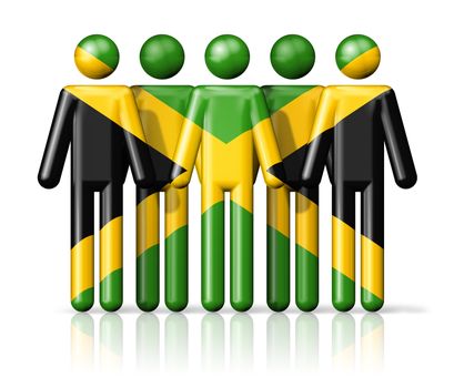 Flag of Jamaica on stick figure - national and social community symbol 3D icon