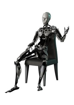 3D digital render of a male cyborg isolated on white background