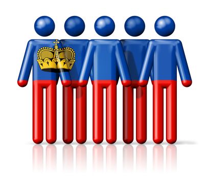 Flag of Liechtenstein on stick figure - national and social community symbol 3D icon