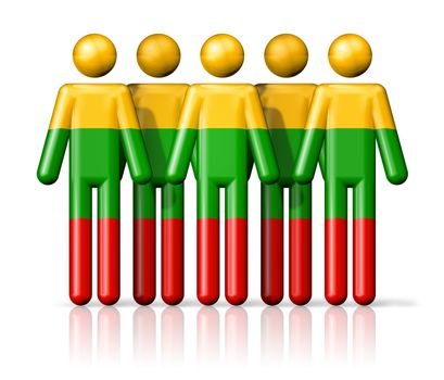 Flag of Lithuania on stick figure - national and social community symbol 3D icon