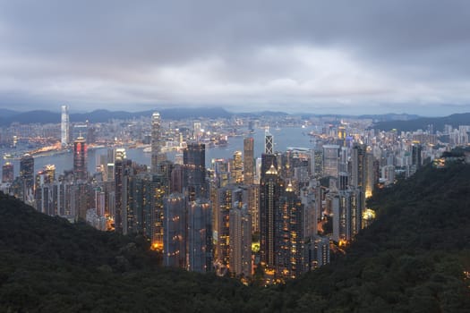 Hong Kong city, This  photo was shot from Victoria Peak in the evening after sunset.