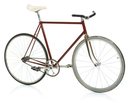 Stylish hipster bicycle - fixed gear isolated on white background