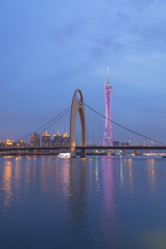 Guangzhou city, This photo was shot from perl river at Guangzhou after sunset.