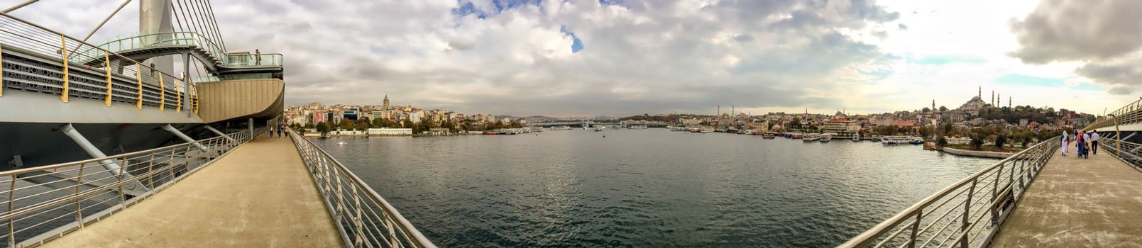 Istanbul. Panoramic view from New Galata Bridge.