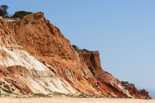 Cliffs at Praia da Falesia near villamoura in portugal area algarve
