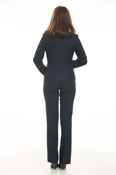 Young Asian women wearing a suit in front of a white background