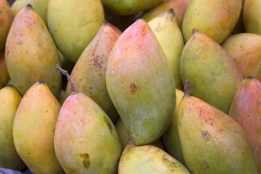 Fresh juicy mango on the market in India Goa.