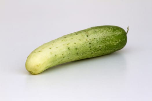 A fresh and tasty green vine ripened garden grown cucumber isolated on white.