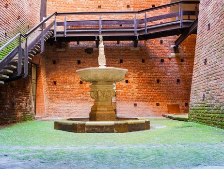 View of fountain, Sforzesco castle in Milan. Italy