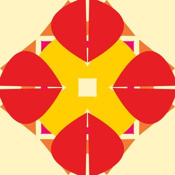 Symmetrical red and yellow tile shape background