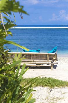 Tropical coastline of Gili island,Indonesia.White sand beach.