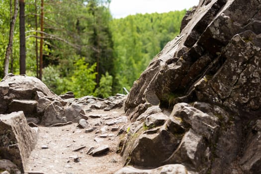 path among the rocks. Spring northern nature