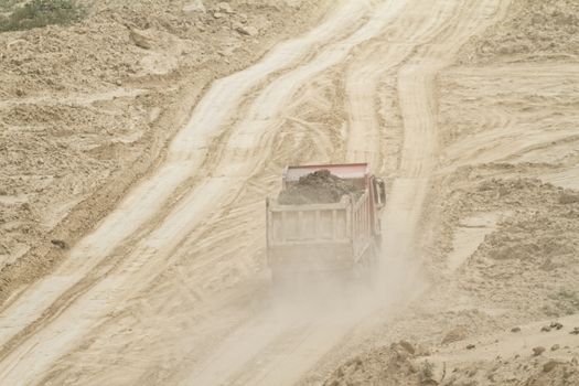 Coal mining in an open pit