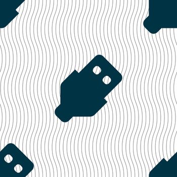 USB icon sign. Seamless pattern with geometric texture. Vector illustration