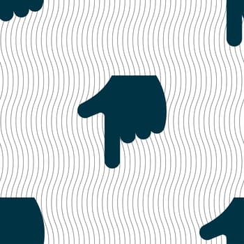 pointing hand icon sign. Seamless pattern with geometric texture. Vector illustration