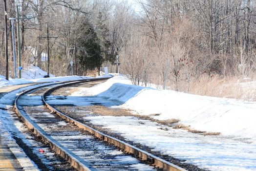 Railroad tracks around a curve