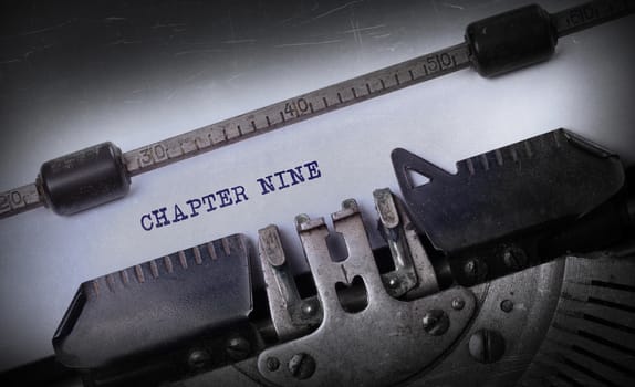 Vintage inscription made by old typewriter, Chapter nine