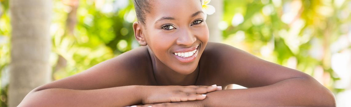 Close up of a beautiful young woman on massage table at health farm