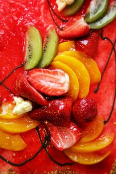 Piece of a pie with fruit