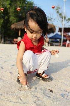 Asian Chinese Children Playing sand