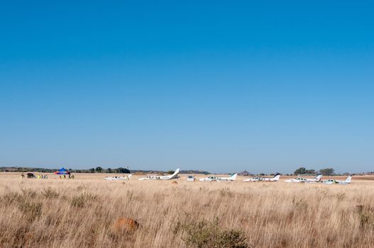 BLOEMFONTEIN, SOUTH AFRICA - MAY 29, 2015: The 2015 Presidents Trophy Air Race was held at the Tempe Airport from 28 to 30 May 2015. More than 100 light aircraft participated
