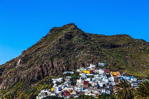 Small village buildings in mountains on Tenerife Canary island, Spain