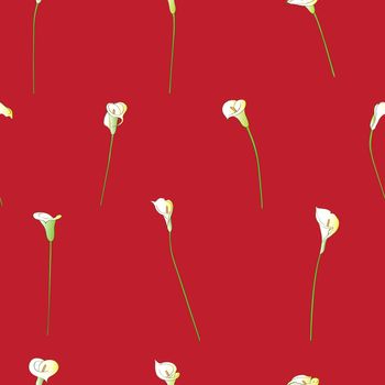 Calla sparse pattern on a red background